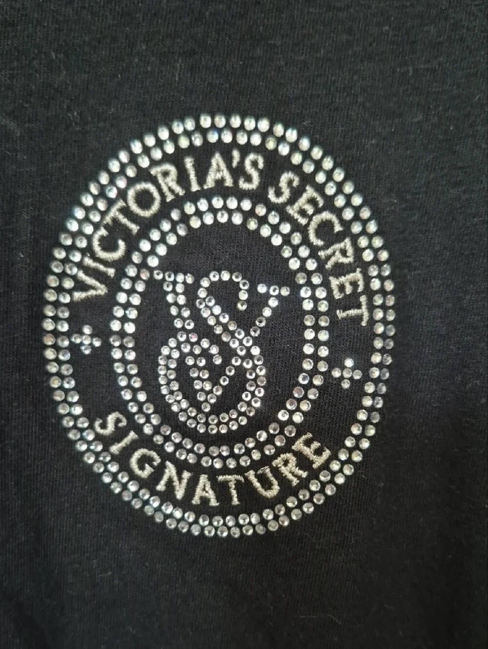 Victoria's Secret Sleep Set Womens S Black Bling Logo Tee & Pink Plaid Shorts